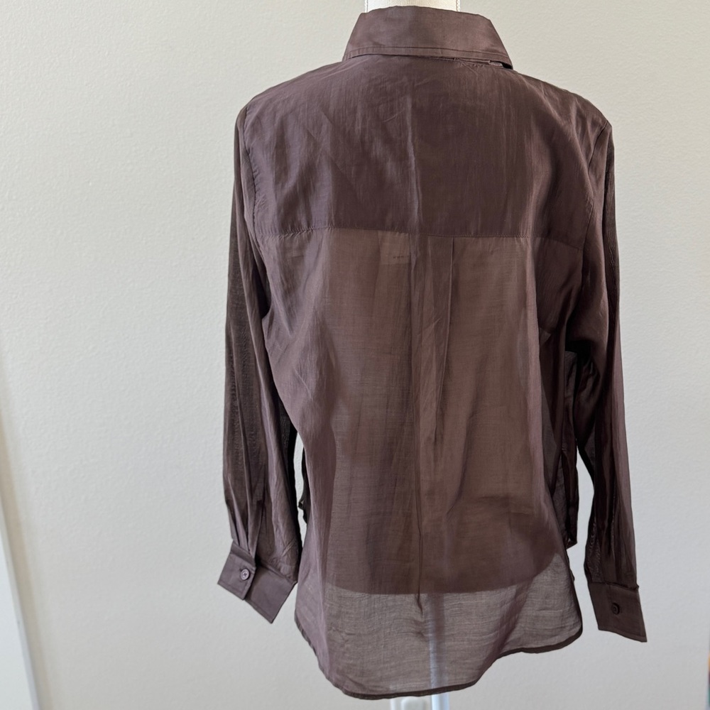 NWT &merci EN MERCI long sleeve brown blouse, size L - Picture 2 of 8